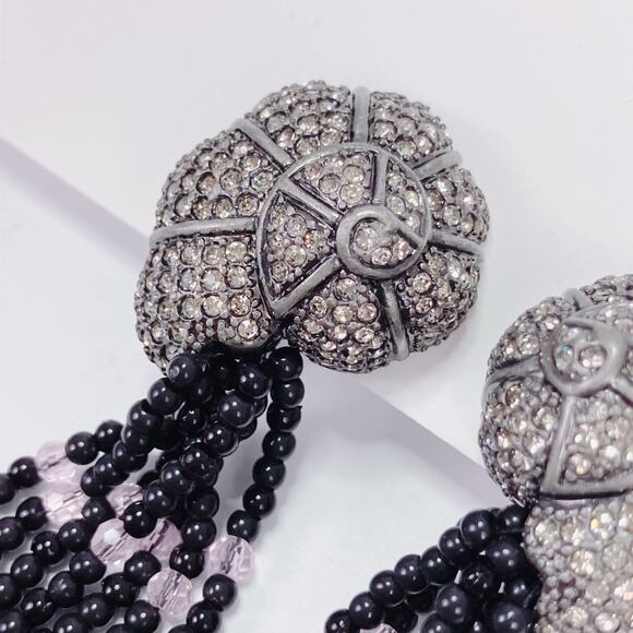 Signed Hutton Wilkinson HW Tassel Statement Clip Earrings Snail Shell Dangle VTG - Picture 11 of 14